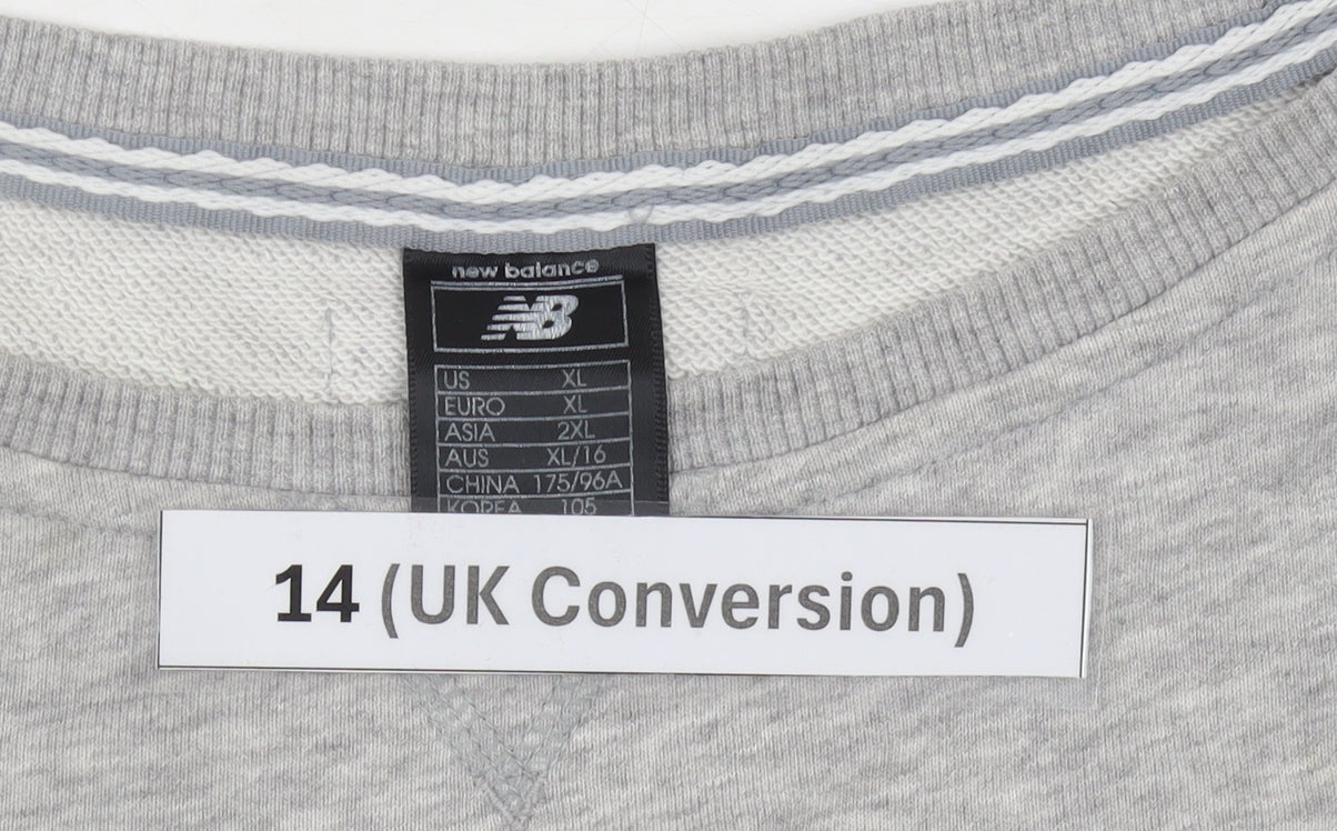 New Balance Women Grey Logo Sweatshirt Size 14 Raglan Sleeve