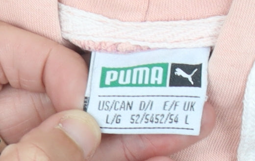 Puma Women’s Pink Purple Colourblock Hoodie Size L Cotton Pullover