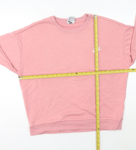 Nike Women’s Pink Pullover Sweatshirt M Logo Crew Neck Long Sleeve