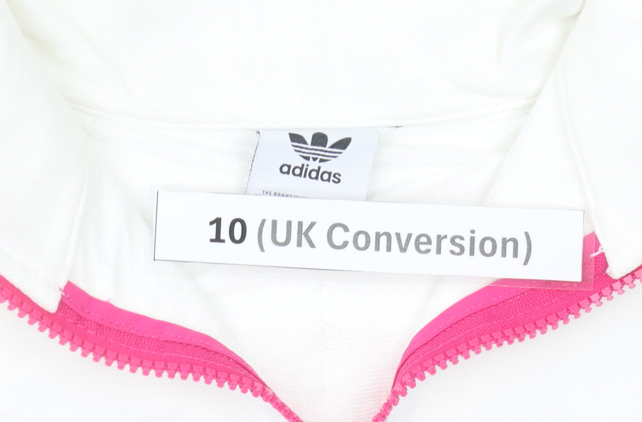Brand and care label for Adidas Women's White 1/4 Zip Sweatshirt UK 10 Logo Sportswear