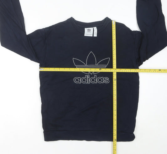 Adidas Womens Navy Sweatshirt Size 12 Cotton Crew Neck Logo