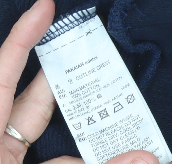 Adidas Womens Navy Sweatshirt Size 12 Cotton Crew Neck Logo