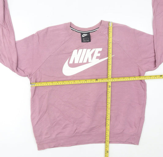 Nike Women’s Pink Logo Sweatshirt UK 12 Pullover Long Sleeve