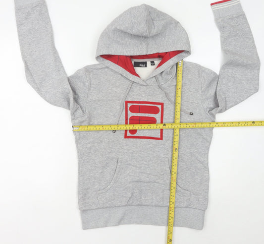 Fila Womens Grey Hoodie Size 8 Pullover Logo Sportswear