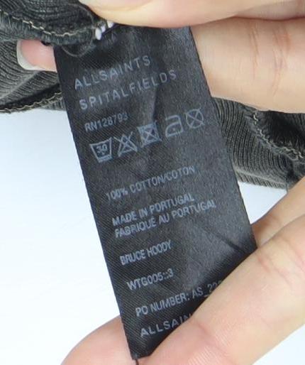 AllSaints Women’s Black Size 12 Cotton Full Zip Hoodie Sweatshirt