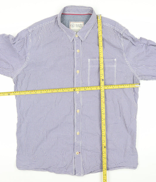 Fat Face Mens Blue Check Cotton Long Sleeve 2XL Dress Shirt