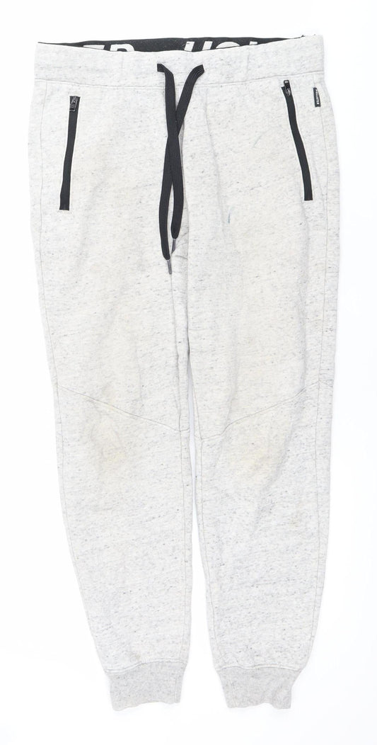 Hollister Men’s Grey Jogger Trousers S Regular Fit Fleece Pockets