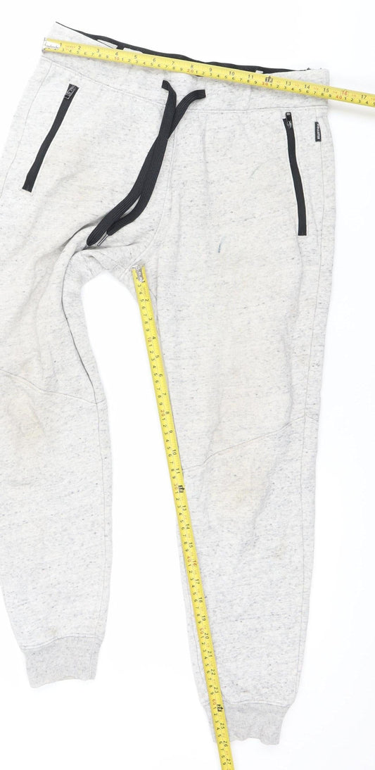 Hollister Men’s Grey Jogger Trousers S Regular Fit Fleece Pockets
