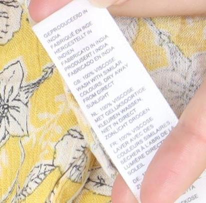 Fat Face Womens Yellow Floral Blouse UK 12 Viscose Tunic Top