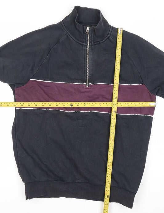 Farah Men’s Blue Half Zip Sweatshirt M Regular Fit Logo