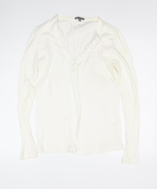 Gap Women’s Ivory Long Sleeve Cotton Blouse XL