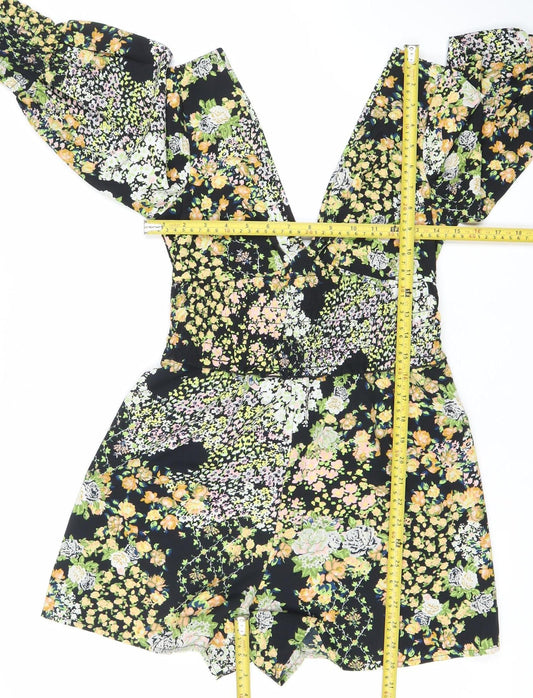 ASOS Womens Multicoloured Floral V-Neck Long Sleeve Playsuit Size 8