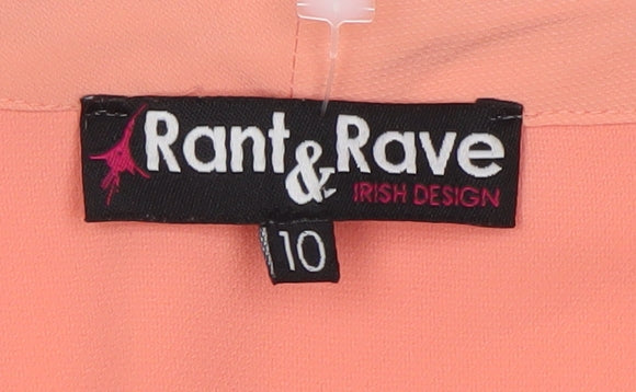 Rant & Rave Womens Pink Blouse Size 10 V-Neck Crochet Trim