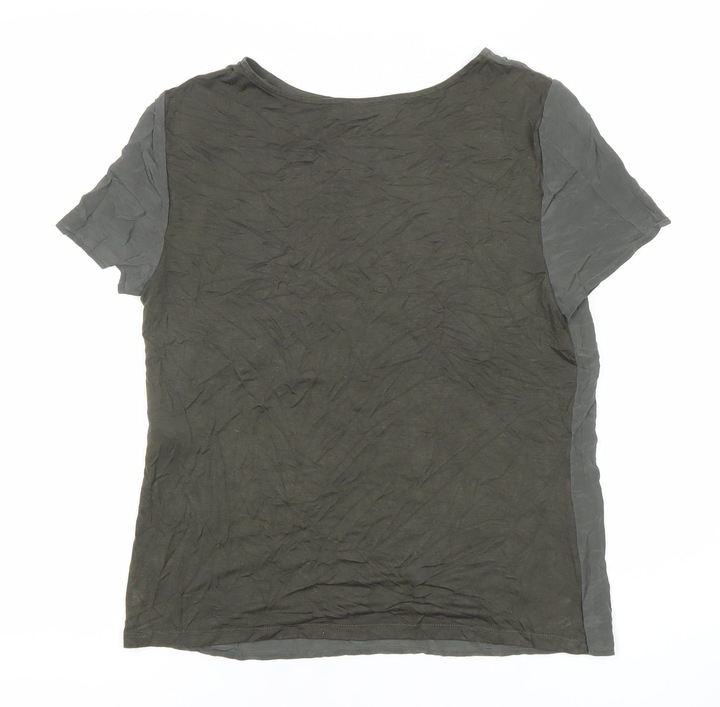 Mint Velvet Women Grey Size 8 Silk Blend Star Embroidered T-Shirt