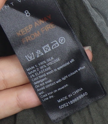 Mint Velvet Women Grey Size 8 Silk Blend Star Embroidered T-Shirt