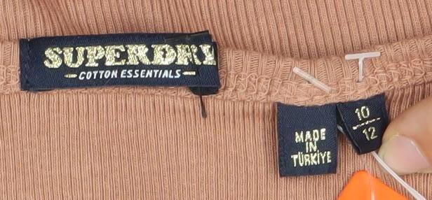 Superdry Womens Brown Lace Trim Tank Top Size 12 Slim Fit Camisole