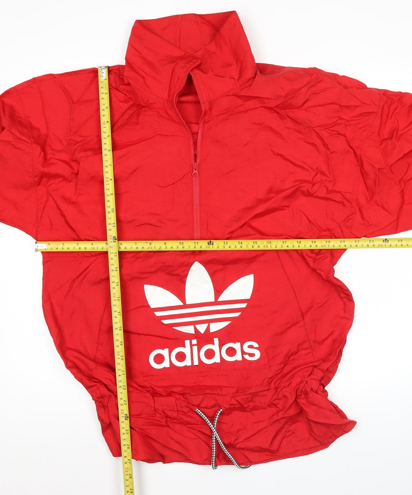 Adidas Womens Red Windbreaker Jacket Size 12 Nylon Sportswear