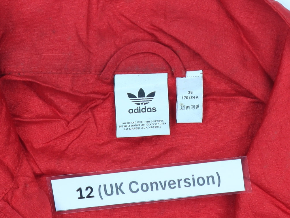 Adidas Womens Red Windbreaker Jacket Size 12 Nylon Sportswear