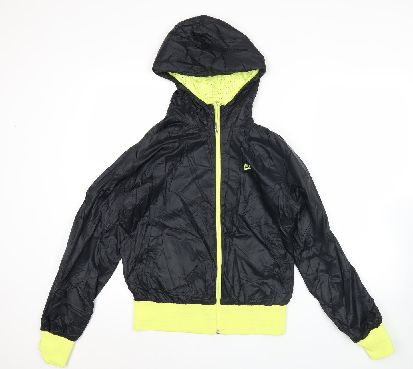Nike Women Black XL Hooded Windbreaker Jacket Lightweight