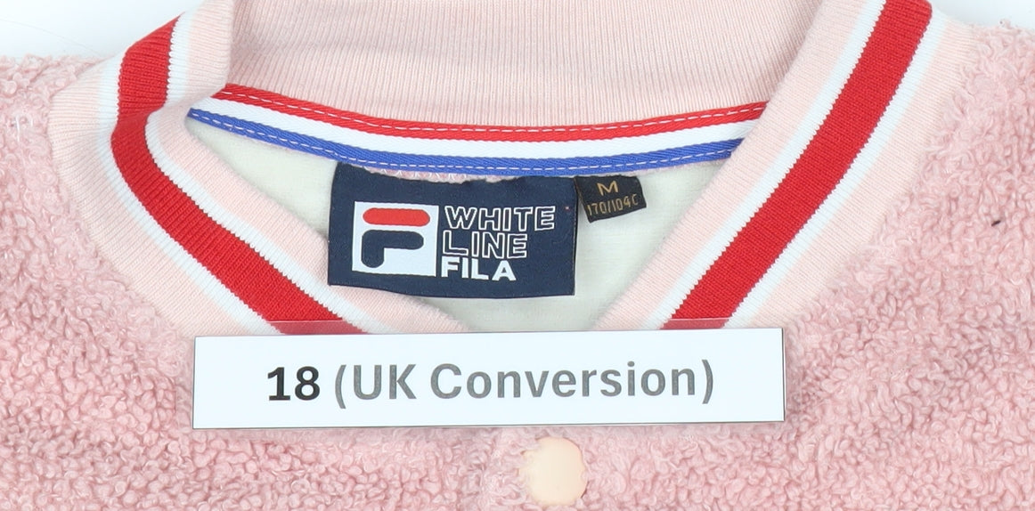 Fila Women’s Pink Varsity Jacket Size 18 Embroidered Teddy Bear