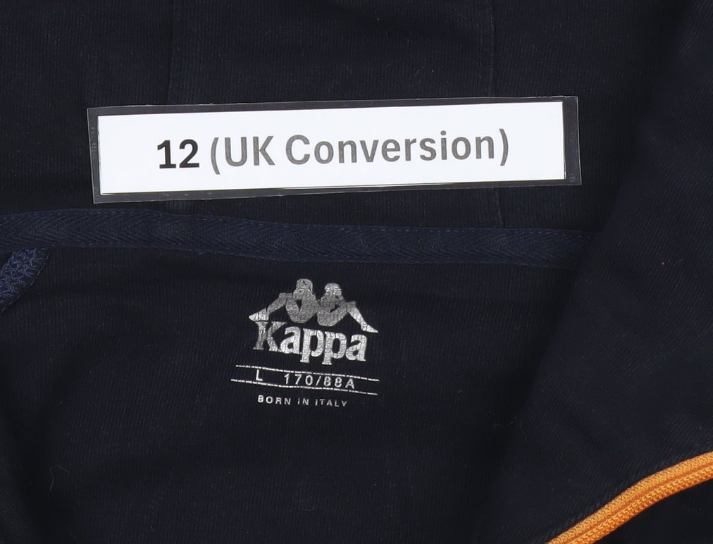 Kappa Womens Black Full Zip Hoodie Size 12 UK with Hooded Style