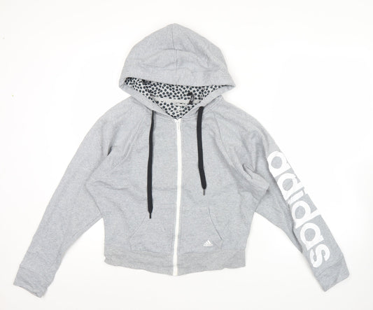 Womens UK 6 Regular adidas Grey Full Zip Hoodie