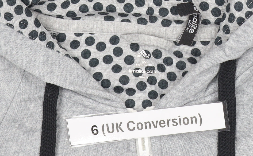 Additional view of Adidas women’s grey full zip hoodie, size UK 6, uk logo print cotton blend