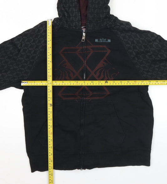 Nike Women’s Black Full Zip Hoodie Sweatshirt L Cotton Blend Graphic