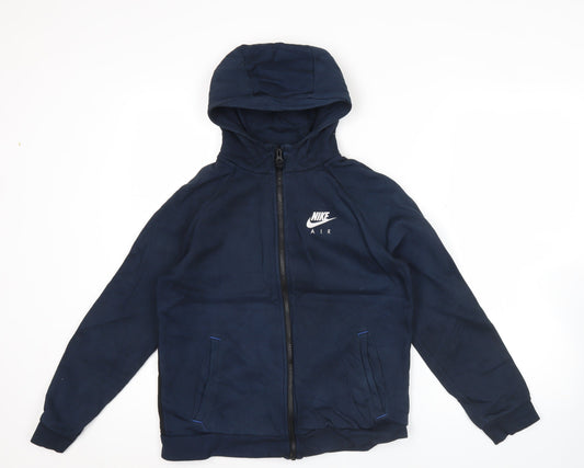 Nike Air Teens Navy Blue Full Zip Hoodie L Cotton Blend