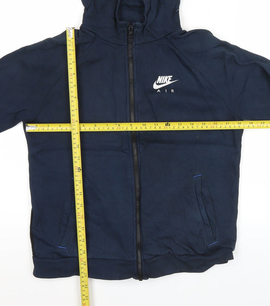 Nike Air Teens Navy Blue Full Zip Hoodie L Cotton Blend