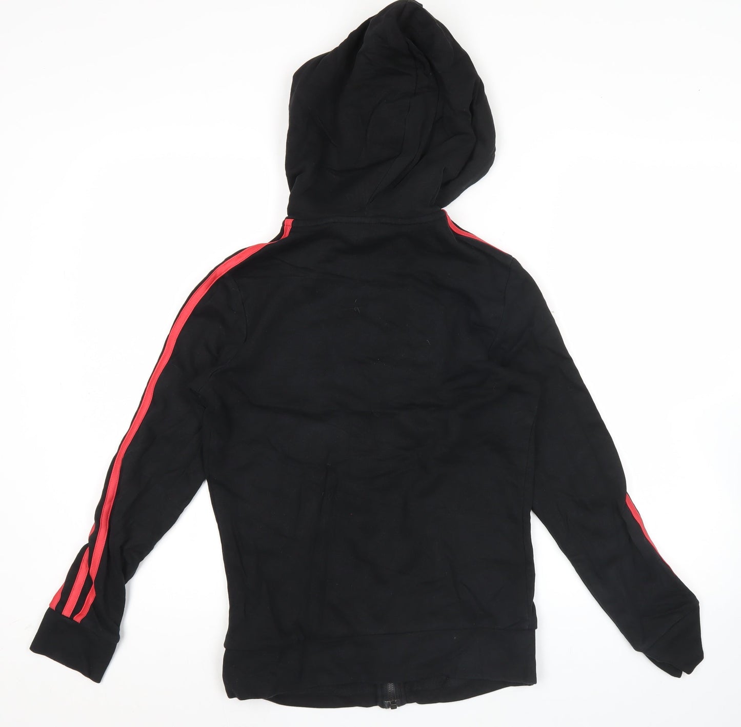 Adidas Women’s Black Full Zip Hoodie Size 10 Red Stripe Activewear