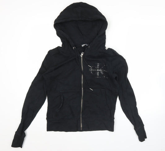 Calvin Klein Jeans Womens Black Small Full Zip Hoodie Sweatshirt