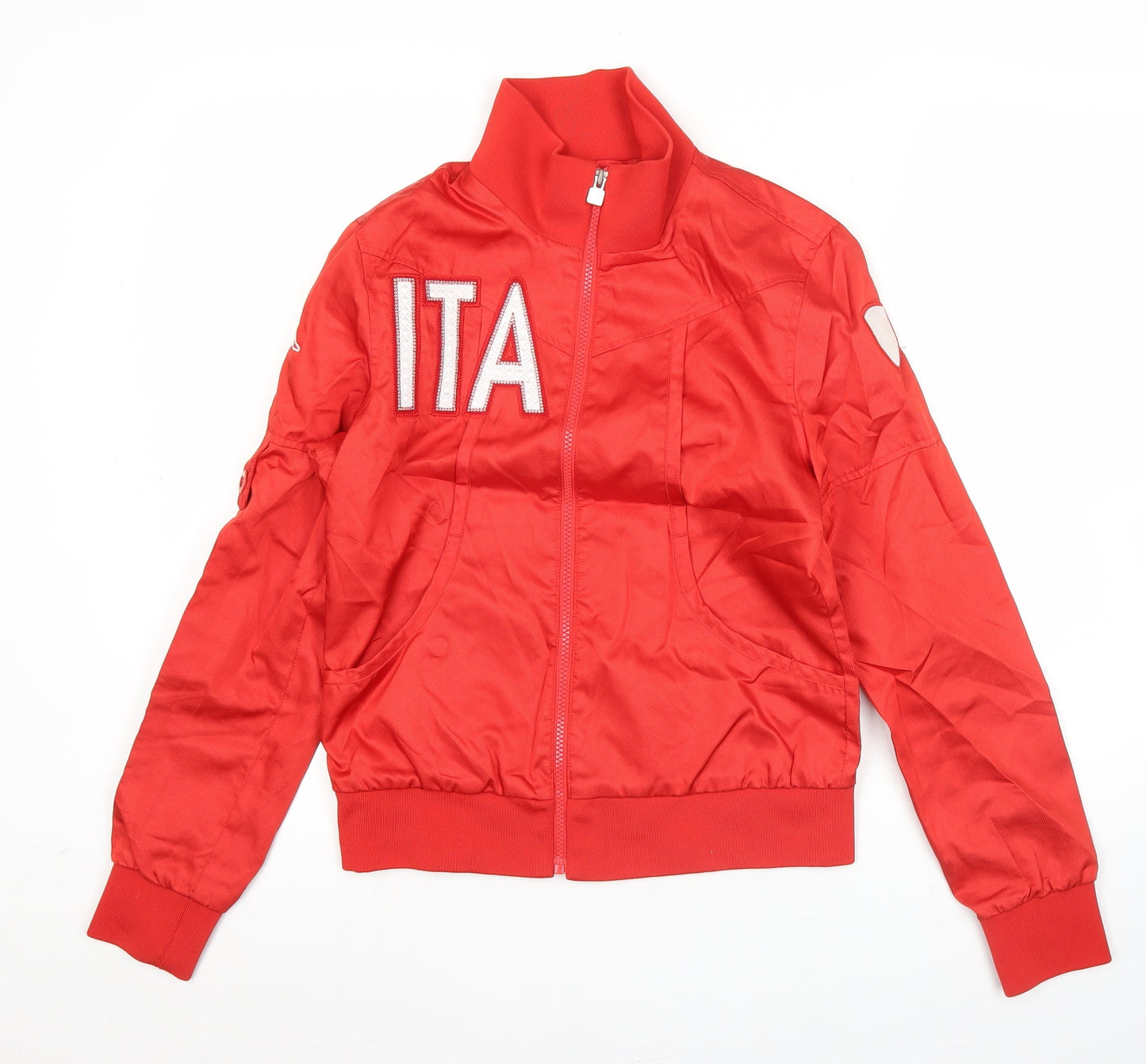 Kappa Womens Red Track Jacket Size 8 Zip Up Sports Italy Logo