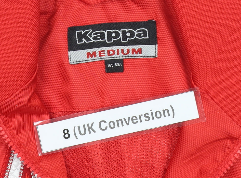 Kappa Womens Red Track Jacket Size 8 Zip Up Sports Italy Logo
