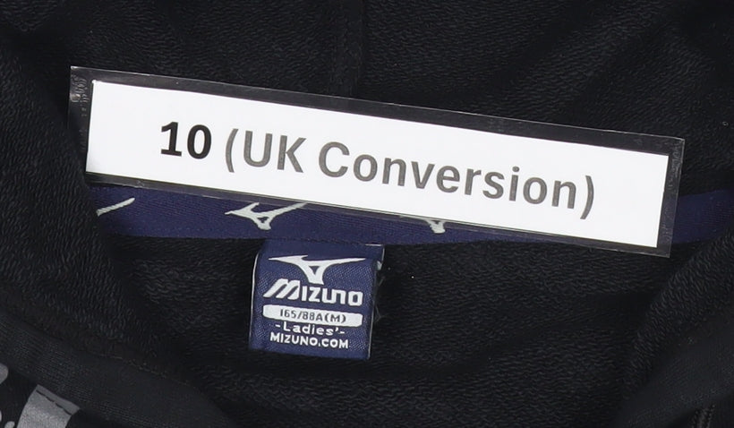 Mizuno Womens Black Full Zip Hoodie Size 10 Sportswear