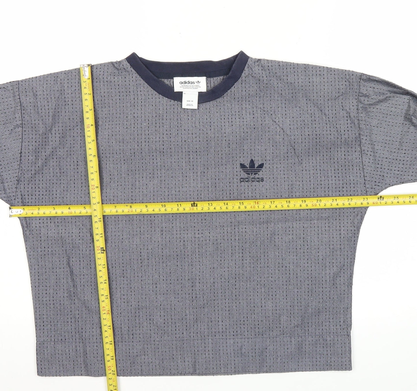 Adidas Women Grey Long Sleeve Mesh Crew Neck T-Shirt Size 10