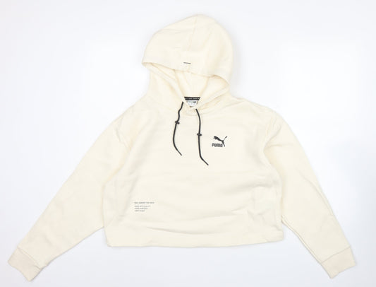 Puma Womens Ivory Hoodie Small Pullover Hooded Sweatshirt