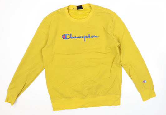 Champion Men’s Yellow Logo Sweatshirt L Crew Neck Pullover