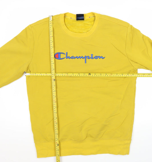 Champion Men’s Yellow Logo Sweatshirt L Crew Neck Pullover