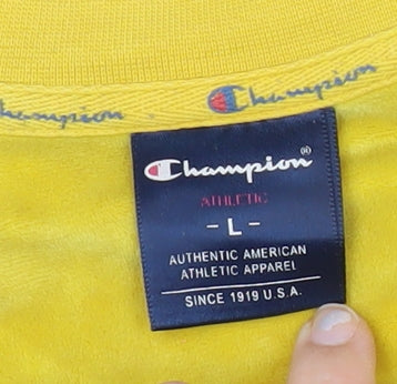 Champion Men’s Yellow Logo Sweatshirt L Crew Neck Pullover