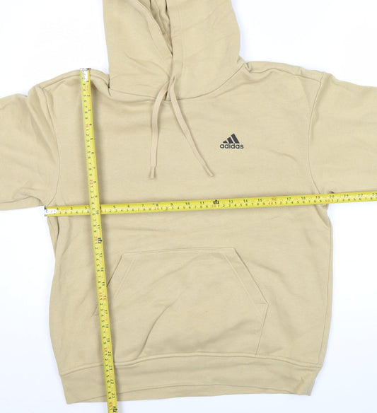 Adidas Womens Beige Hoodie Size 10 UK Pullover Logo Casual Sweatshirt