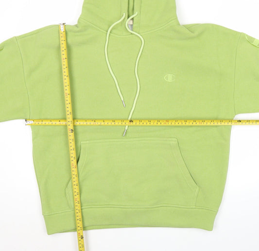 Champion Men's Green Pullover Hoodie Large Logo Sleeve Warm Fleece