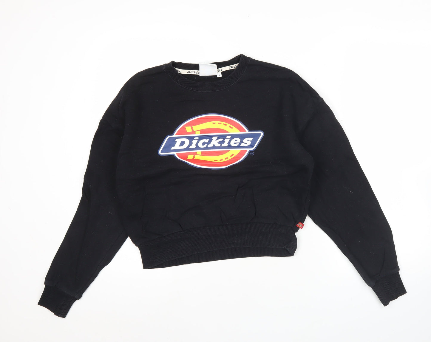 Dickies Womens Black Small Pullover Logo Sweatshirt Crew Neck
