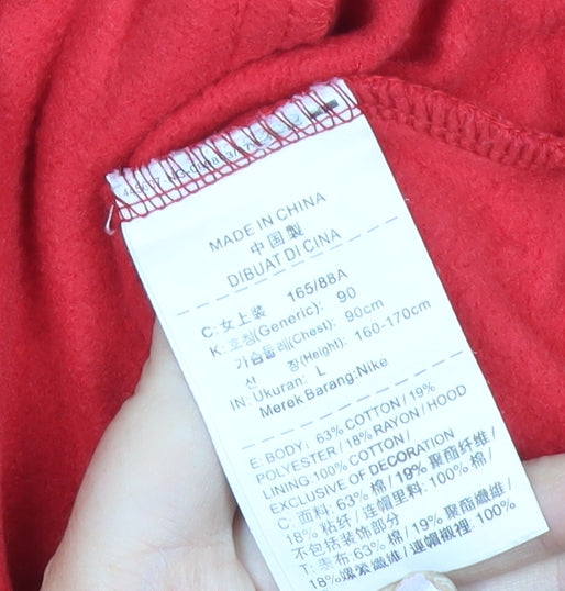 Nike Womens Red Pullover Hoodie Size 12 Logo Sportswear
