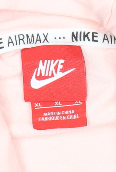 Nike Women Pink XL Pullover Hoodie Cotton Logo Sportswear