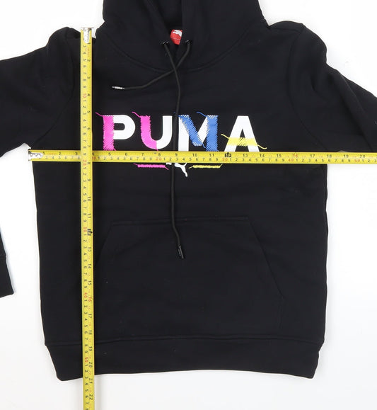 Puma Women Black XL Pullover Hoodie Logo Graphic Casual Sports