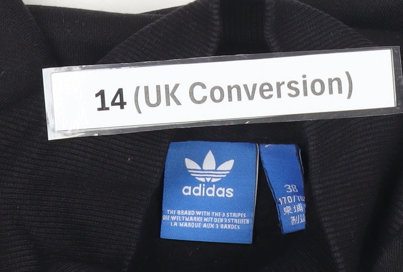 Adidas Womens Black Sweatshirt UK 14 Crew Neck Long Sleeve Logo