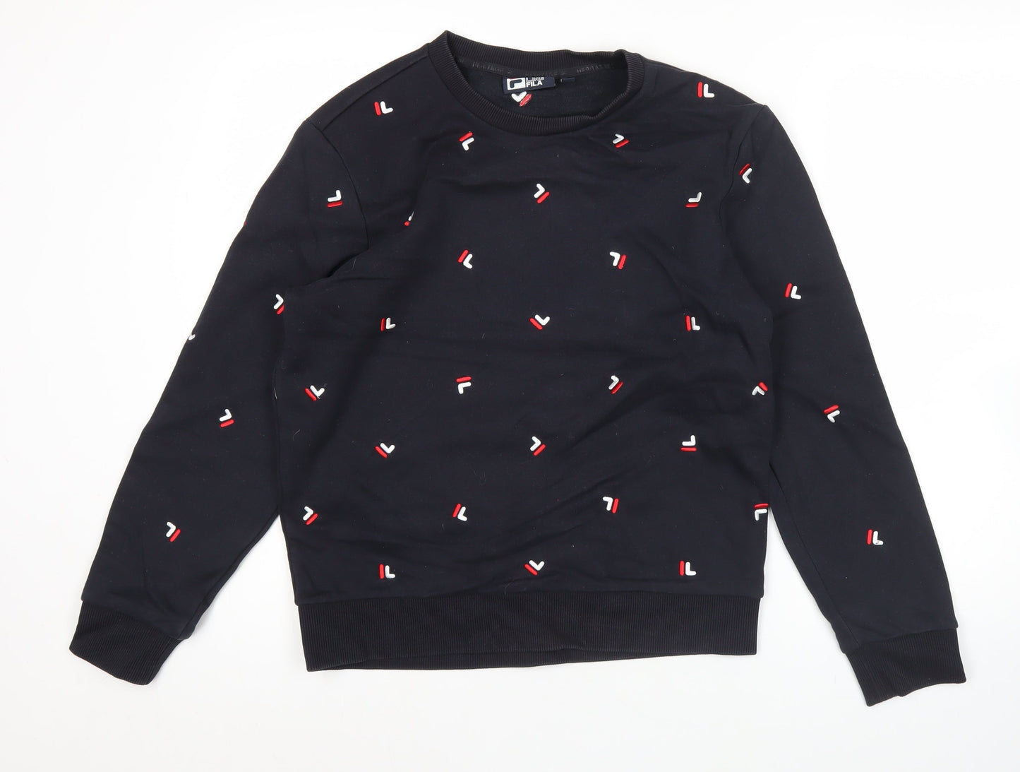 Fila Men’s Black Sweatshirt M Crew Neck Embroidered Logo Pullover