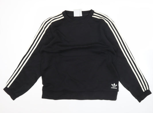 Adidas Mens Black L Sweatshirt Pullover Crew Neck Logo Sportswear