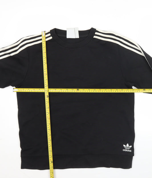 Adidas Mens Black L Sweatshirt Pullover Crew Neck Logo Sportswear